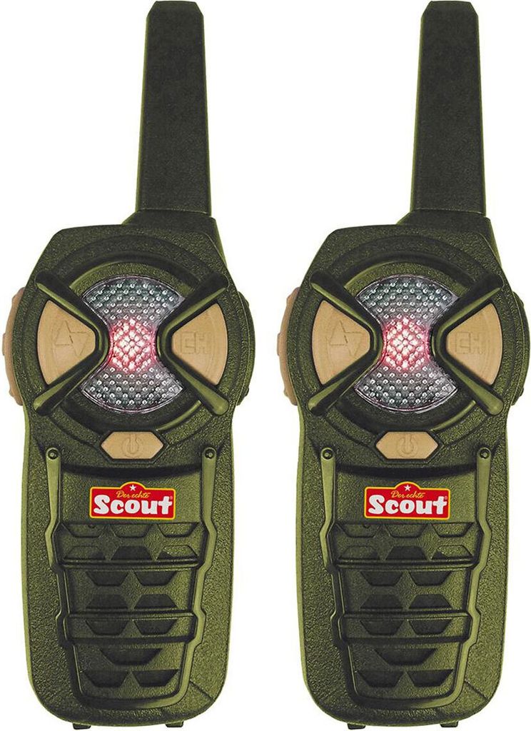 Two green walkie-talkies are shown against a white background.