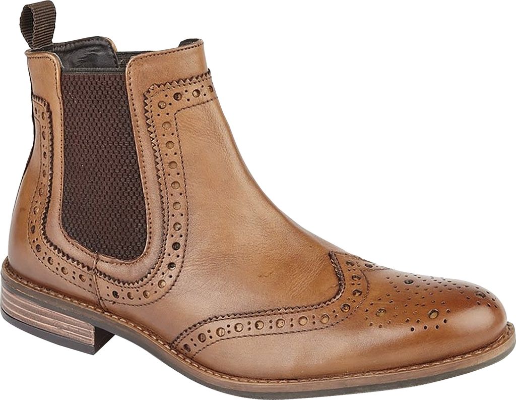 Roamers Herren Stiefel mit Lochmuster und elastischen Einsätzen DF1666 (46 EU) (Hellbraun)