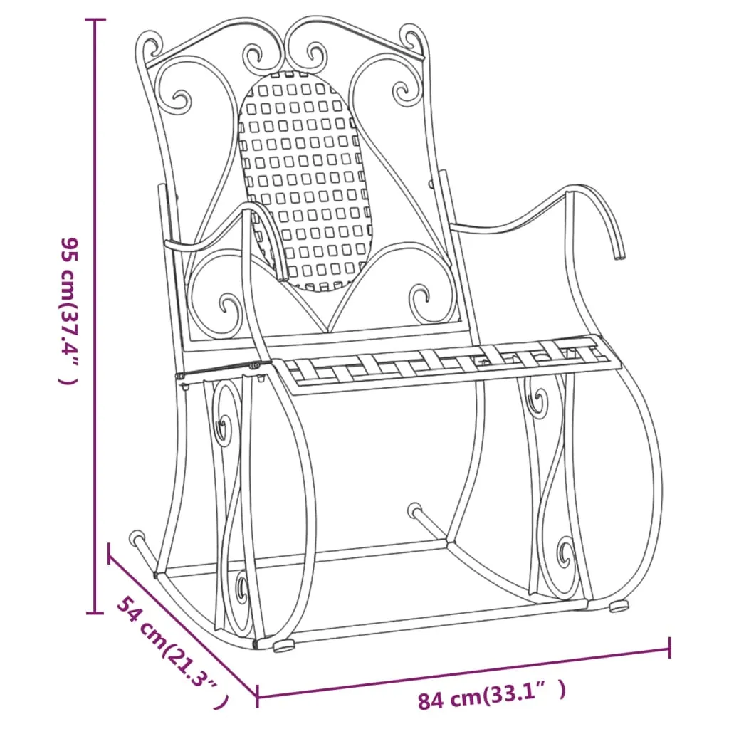Chaise à bascule en Acier Noir 84 cm - Structure Robuste et Confort Durable - 9