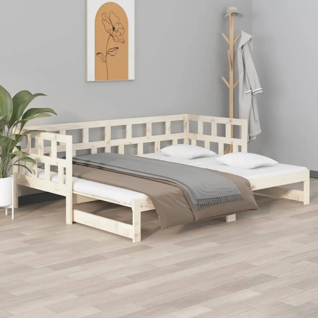 Lit de jour en pin massif extensible 2x(80x200) cm structure robuste