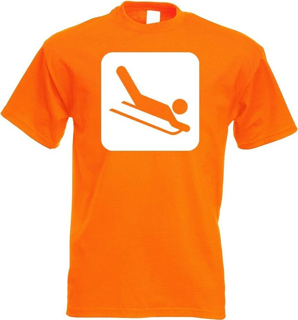 Kiwistar - T-Shirt - orange - Rodelbahn Piste Piktogramme Herren Funshirt Bedruckt Design Sprüche Spruch Motive - mit Motiv Bedruckt - Funshirt De...