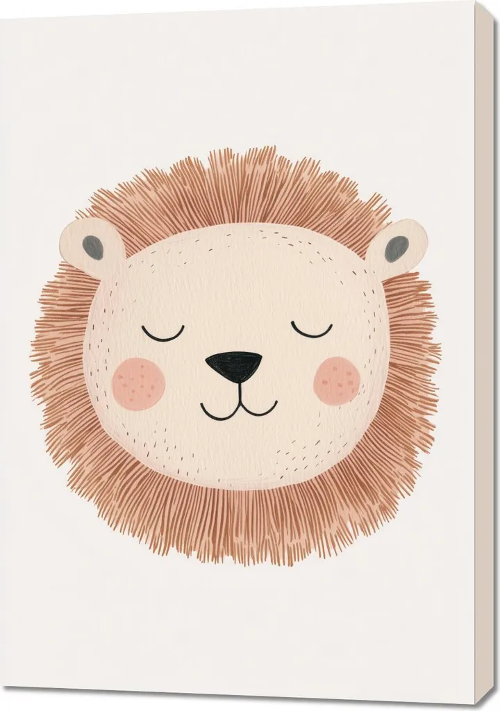 Cadre Mural Lion 70x100 cm : Grande Toile Décorative Chambre d'Enfant