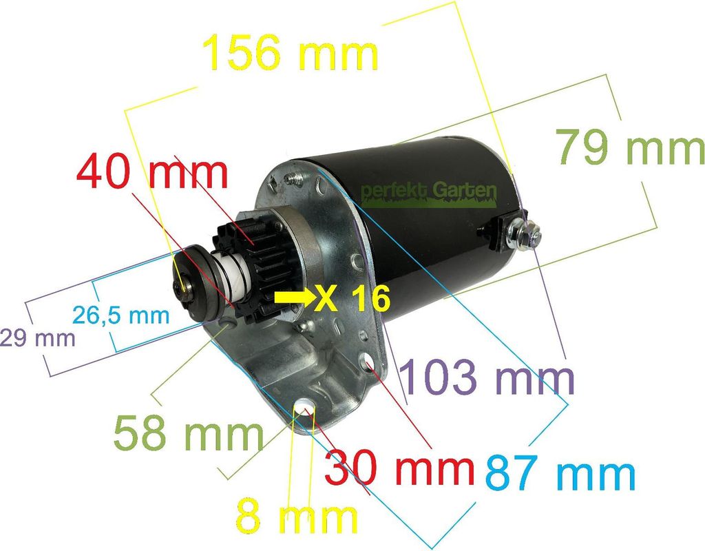 Démarreur 16 dents 12V pour moteur 17-22 CV Briggs&Stratton Image du produit 