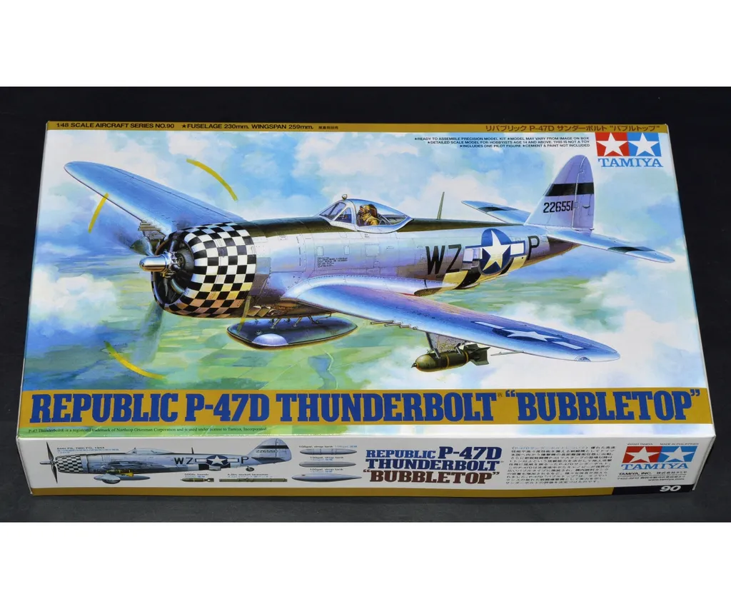 Avion de chasse miniature P-47D Thunderbolt Bubbletop 1/48 Tamiya WWII