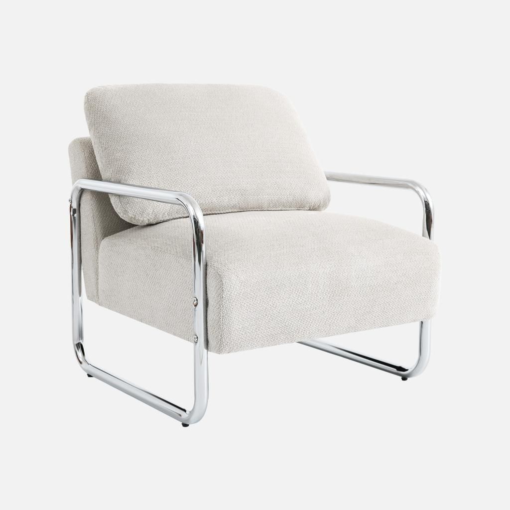 sweeek - Vintage-Sessel mit verchromtem Gestell und Produktbild 