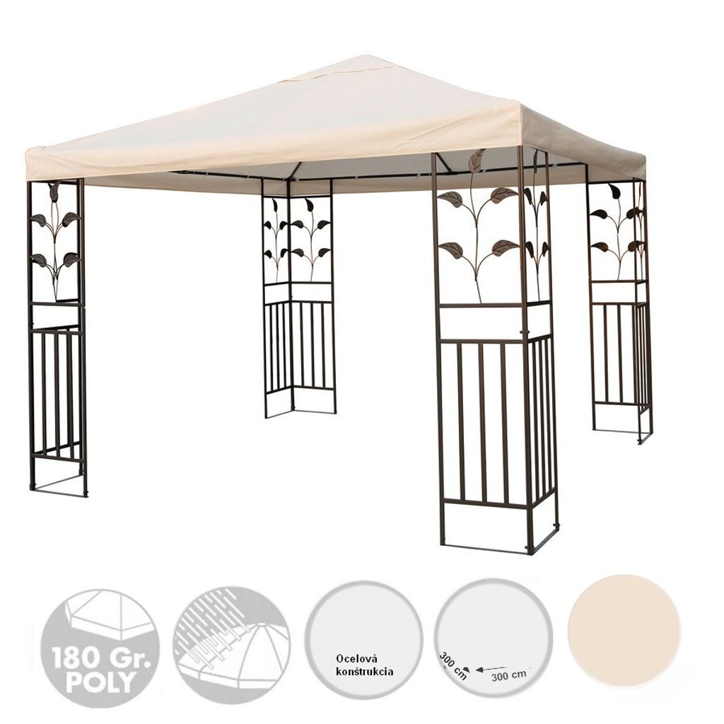 Metallpavillon 3x3 m Pavillon Pergola Gartenpavillon Partyzelt Festzelt stabil beige