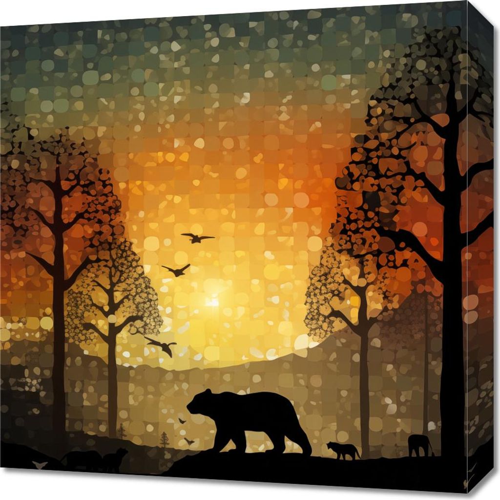 Bild 50x50cm Sonnenuntergang im Wilden Wald