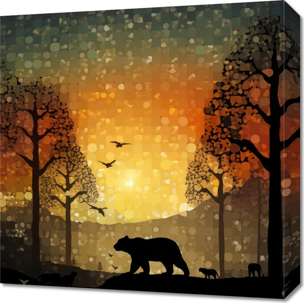 Quadro Moderno Foresta al Tramonto 50x50 - Arredo Casa Contemporaneo