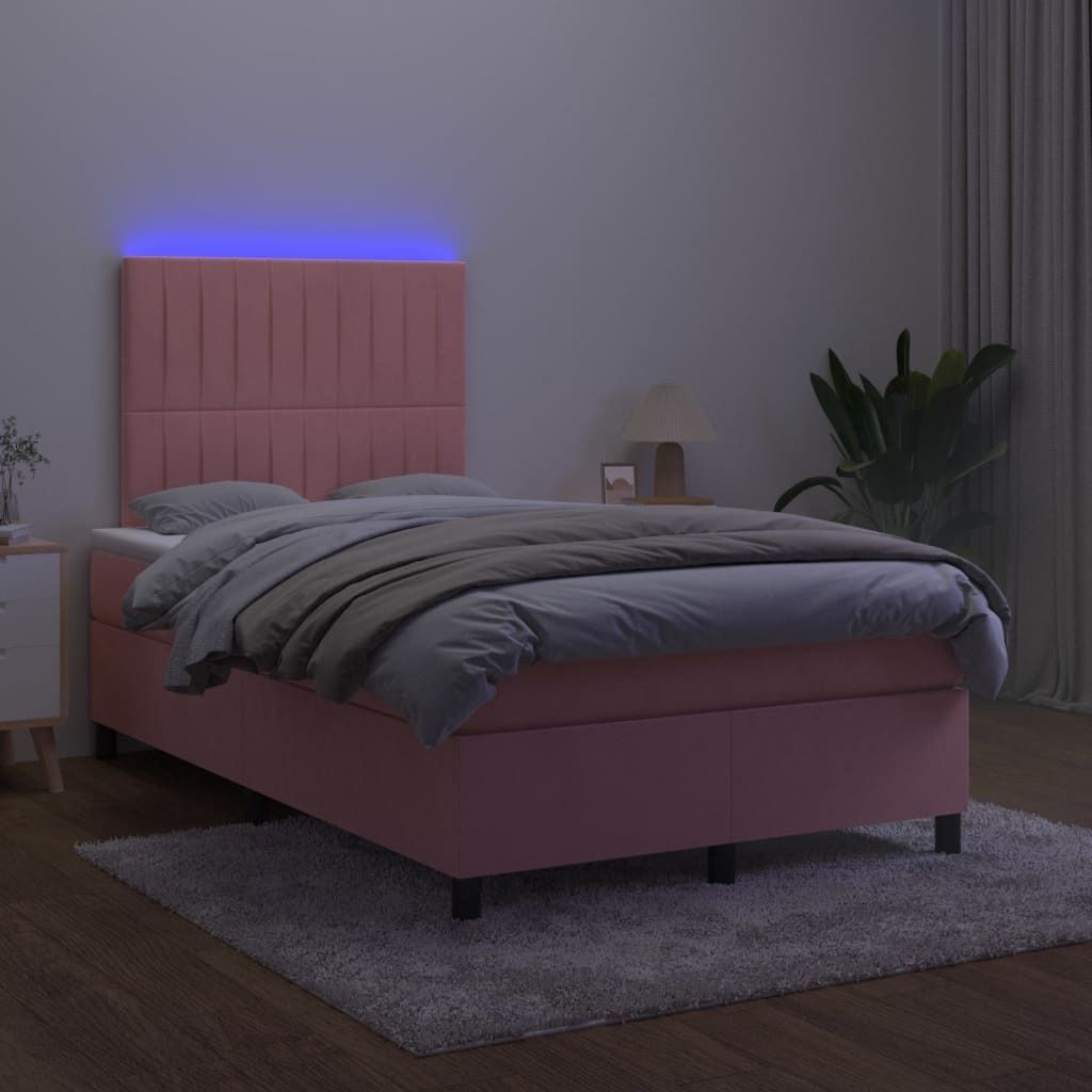 "2026 Promotion" Boxspringbett mit Matratze - & LED - Rosa - 120x200 cm - Samt - Polsterbett CC7723