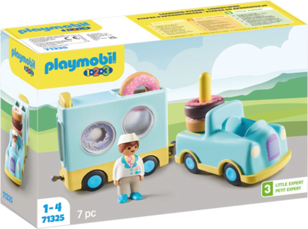 PLAYMOBIL 1.2.3 71325 1.2.3: Verrückter Donut Truck mit Stapel- und Sortierfunktion
