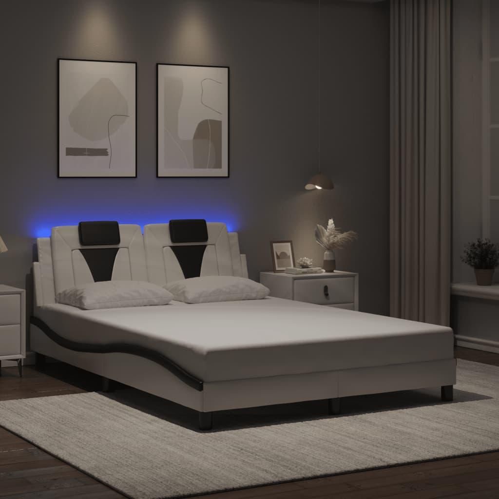 vidaXL Bettgestell "Viana" mit LED ohne Matratze Weiß und Schwarz 120x200 cm