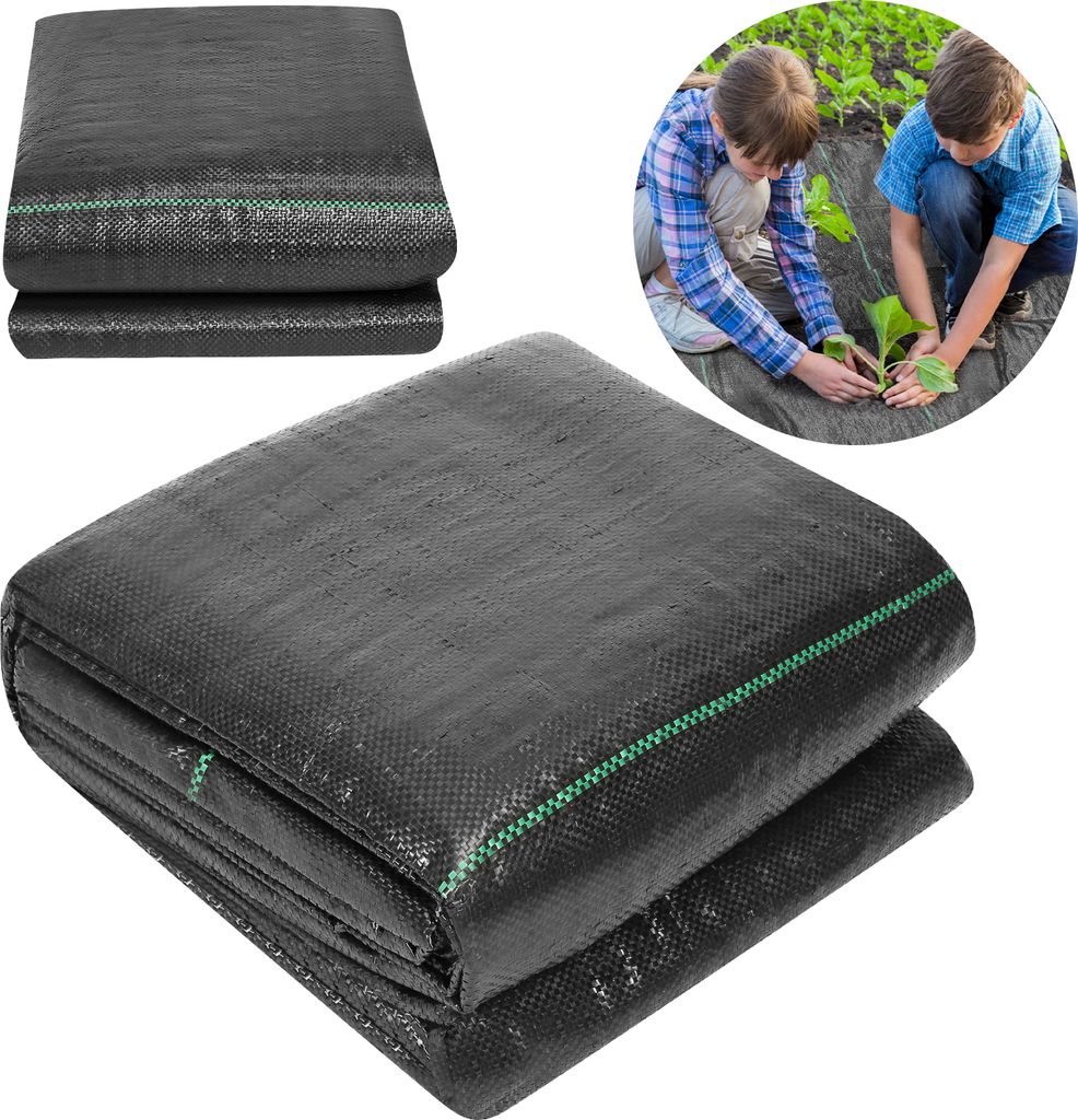 Hengda Unkrautvlies 100g/m2 Unkrautfolie Wasserdurchlässig Unkrautflies für Garten Unkrautgewebe mit Nägel & Trennlinie 50m² Anti-Unkraut UV-b...