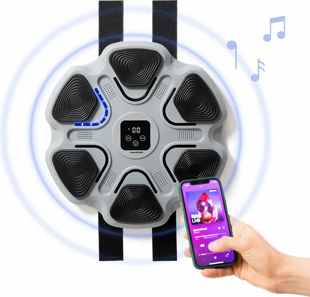Machine de boxe musicale Bluetooth avec lumières LED et 9 modes de vitesse