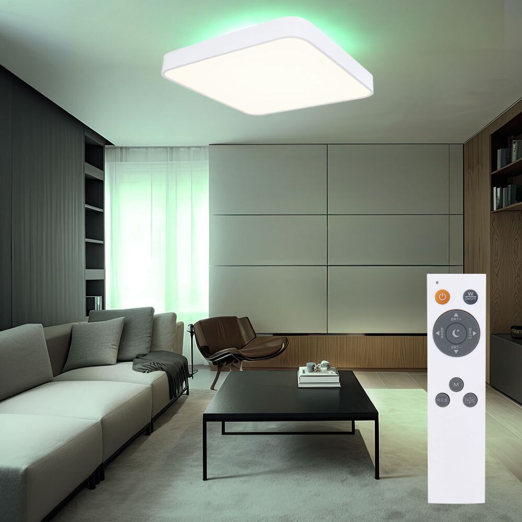 LED Deckenleuchte, Dimmer, Memory, Fernbedienung, B 73 cm