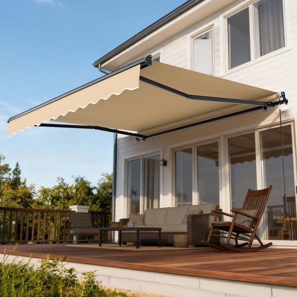 Izrielar Markise Elektrisch mit Fernbedienung Automatisch Einziehbar Rahmen anthrazi Polyester Beige 3x2m