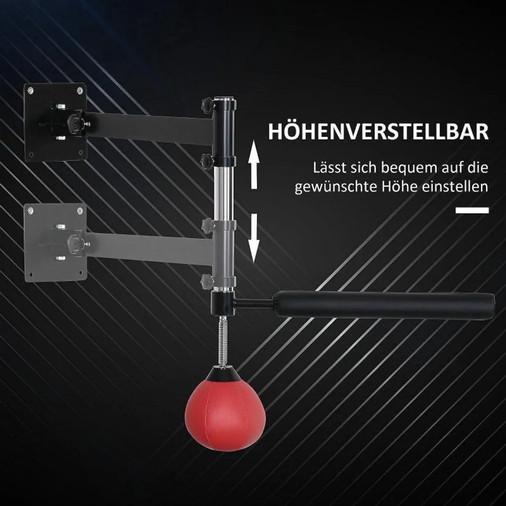 Support Boxe Mural Gain de Place Pliable avec Barre Réflexe Rouge