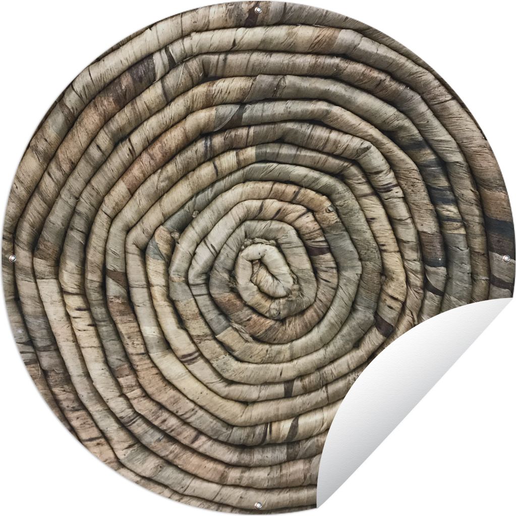 MuchoWow Gartenposter Outdoor-Poster Rund Kreis - Schilf - Korb Ø 60 cm Gartendeko Rundes Poster draußen