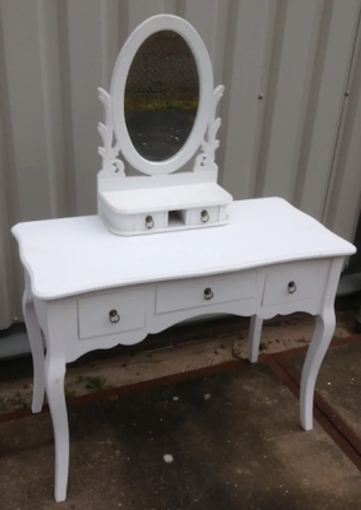 Table de maquillage style campagnard coiffeuse rétro modèle Paris chic - 3