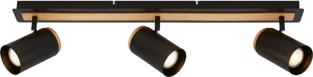 Plafoniera 3 Luci Briloner DUTA Legno Nero Orientabile | Stile Rustico