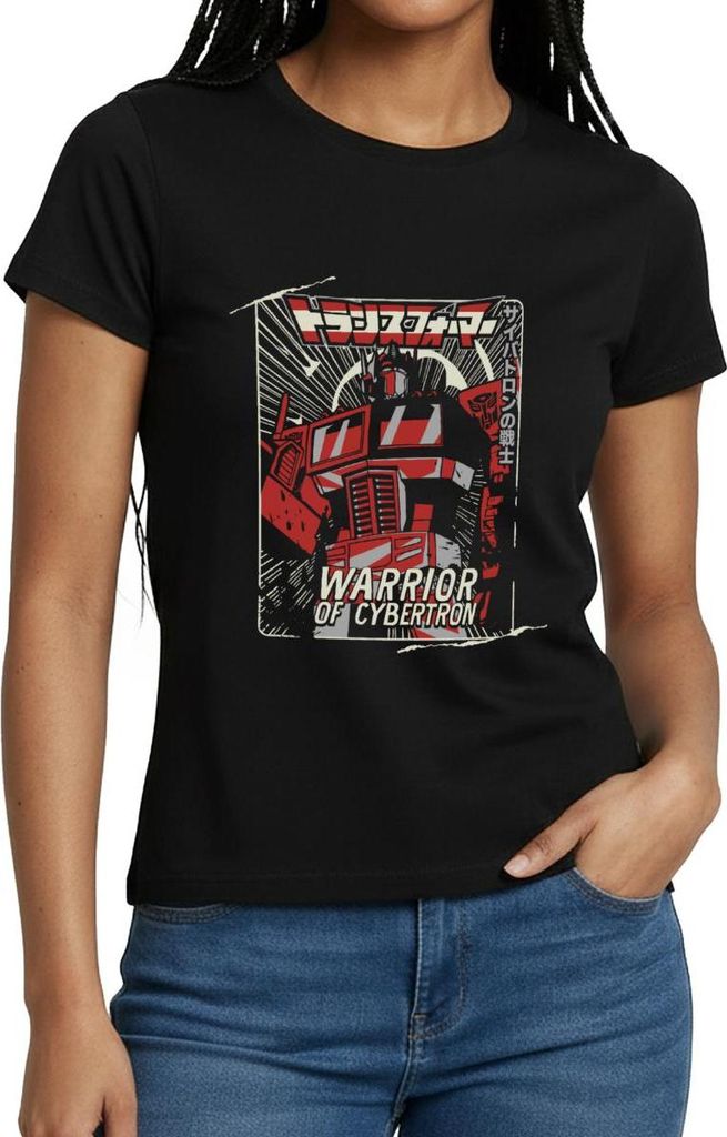 Spreadshirt Transformers G1 Optimus Cybertron Warrior Frauen T-Shirt, L, Schwarz