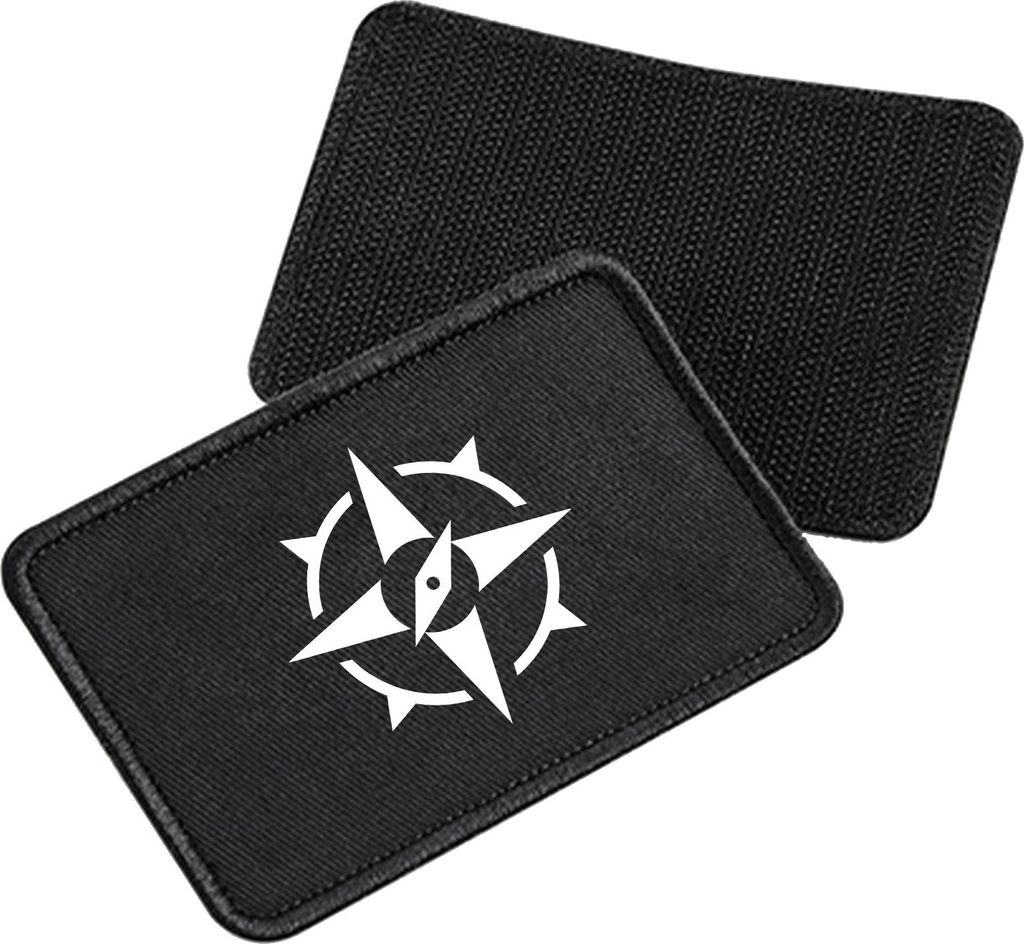 Huuraa Patch Kompass Bussole Black 10 x 6,5cm Baumwolle Klettpatch für Mütze Geschenkidee