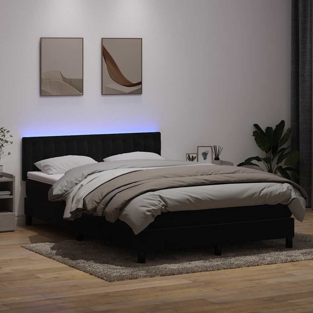 Maison Exclusive - Boxspringbett mit Matratze & LED Schwarz 160x210 cm Samt