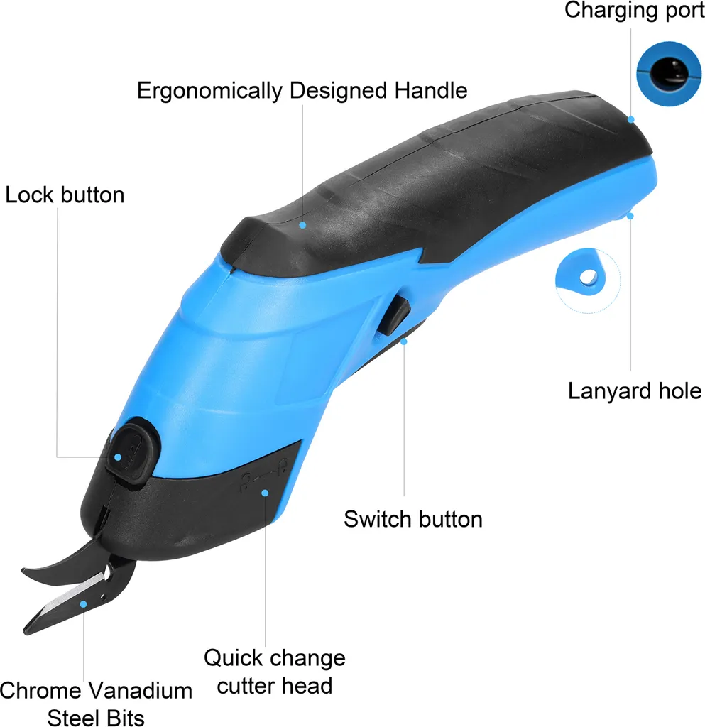 Ciseau électrique rechargeable pour découpe de tissu et tapis sans fil