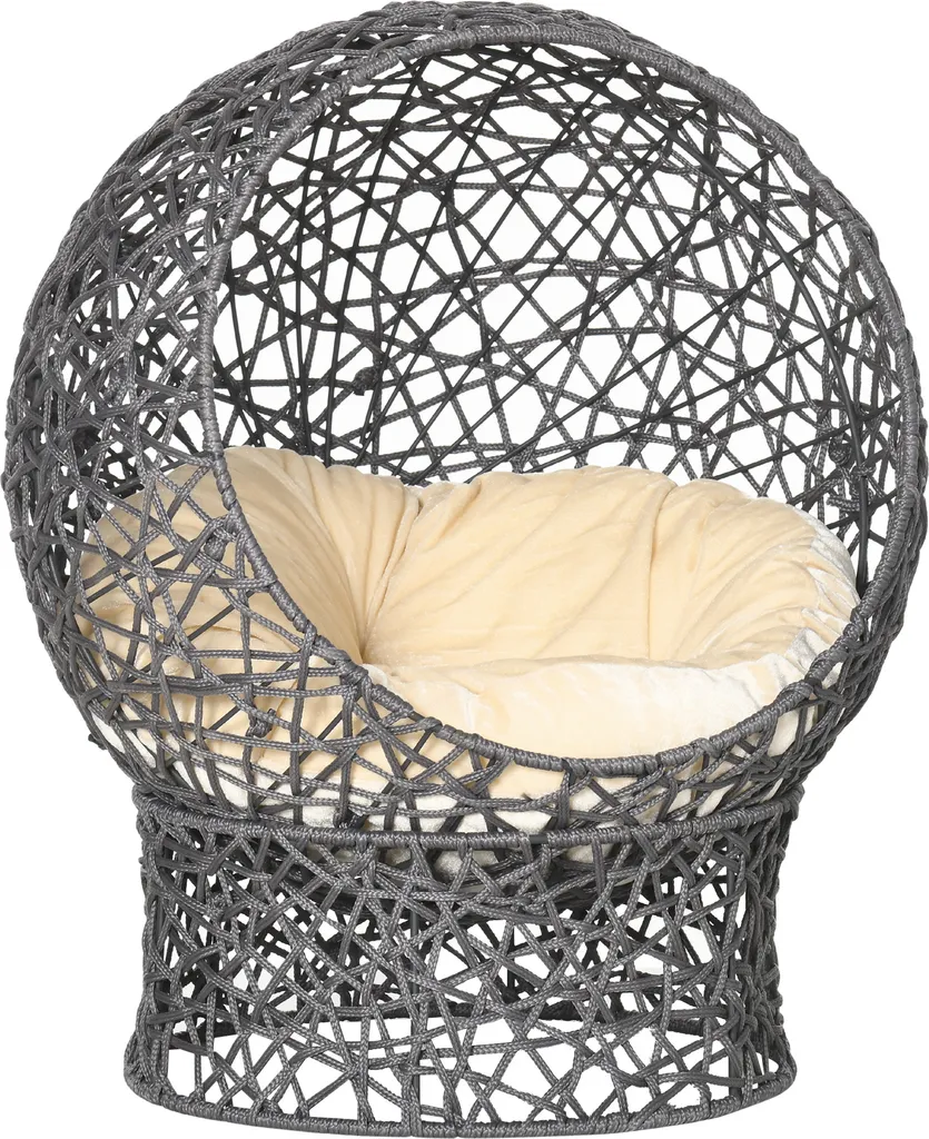 Lit pour chat violet PawHut avec coussin rembourré et structure ronde