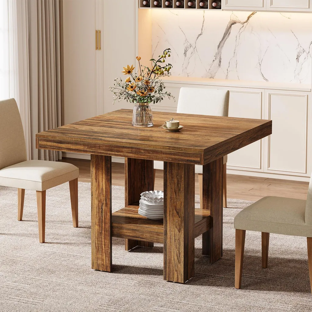 Tavolo Business Tribesigns 80cm: Marrone Rustico per Uffici e Bar