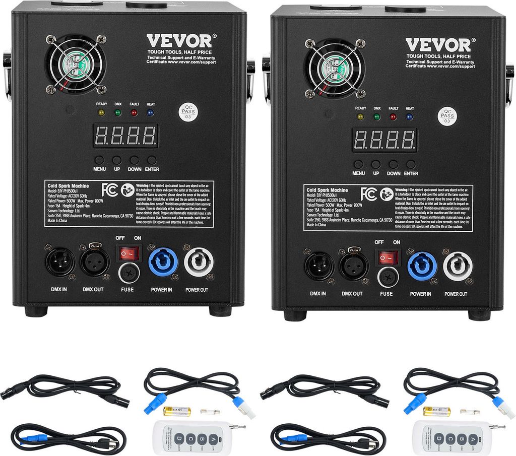 VEVOR 2x Funkenmaschine 500 W Pyrotechnikmaschine Aluminiumlegierung Feuerwerksmaschine DMX Controller Einstellbar 2–4m Cold Spark Machine 7 min ...
