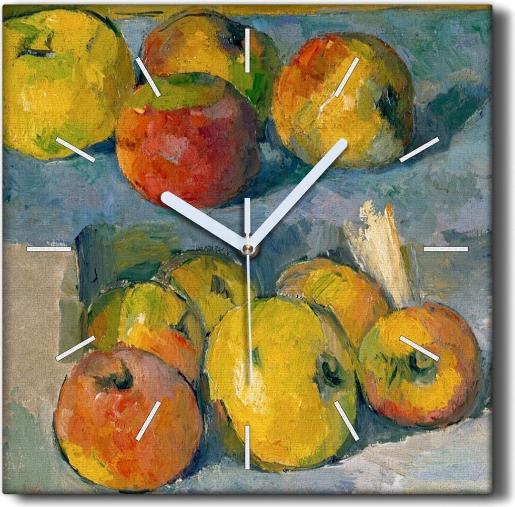 Coloray Hodiny Unikátní 30x30 cm Tiché hodiny Pro obývací pokoj a kuchyň Nástěnné hodiny Plátno Černé ručičky hodin - Jablka Paul Cé...