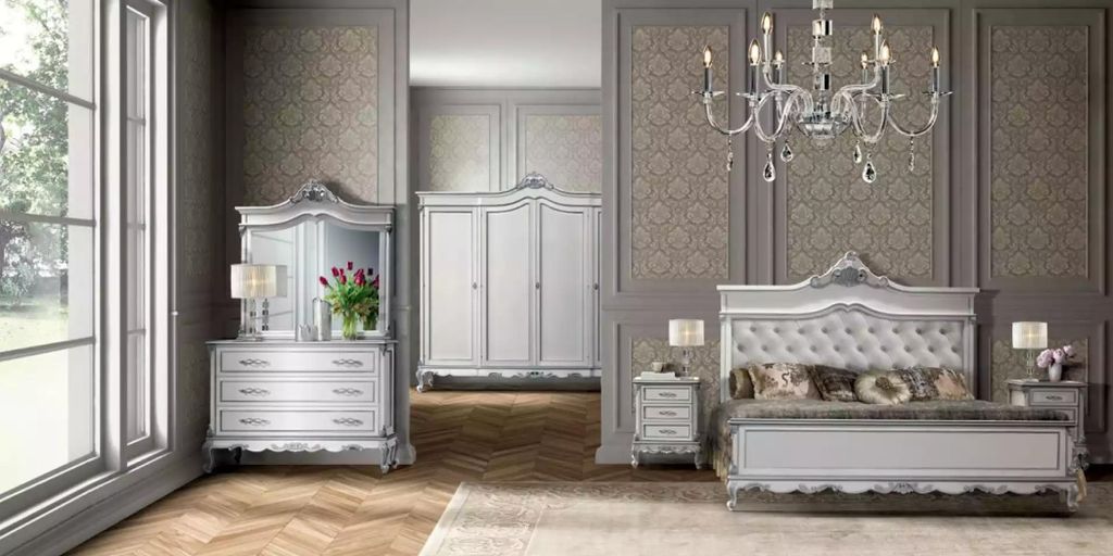 Schlafzimmer Bett 2x Nachttische Komplett Set Kleiderschrank 5 tlg.Neu