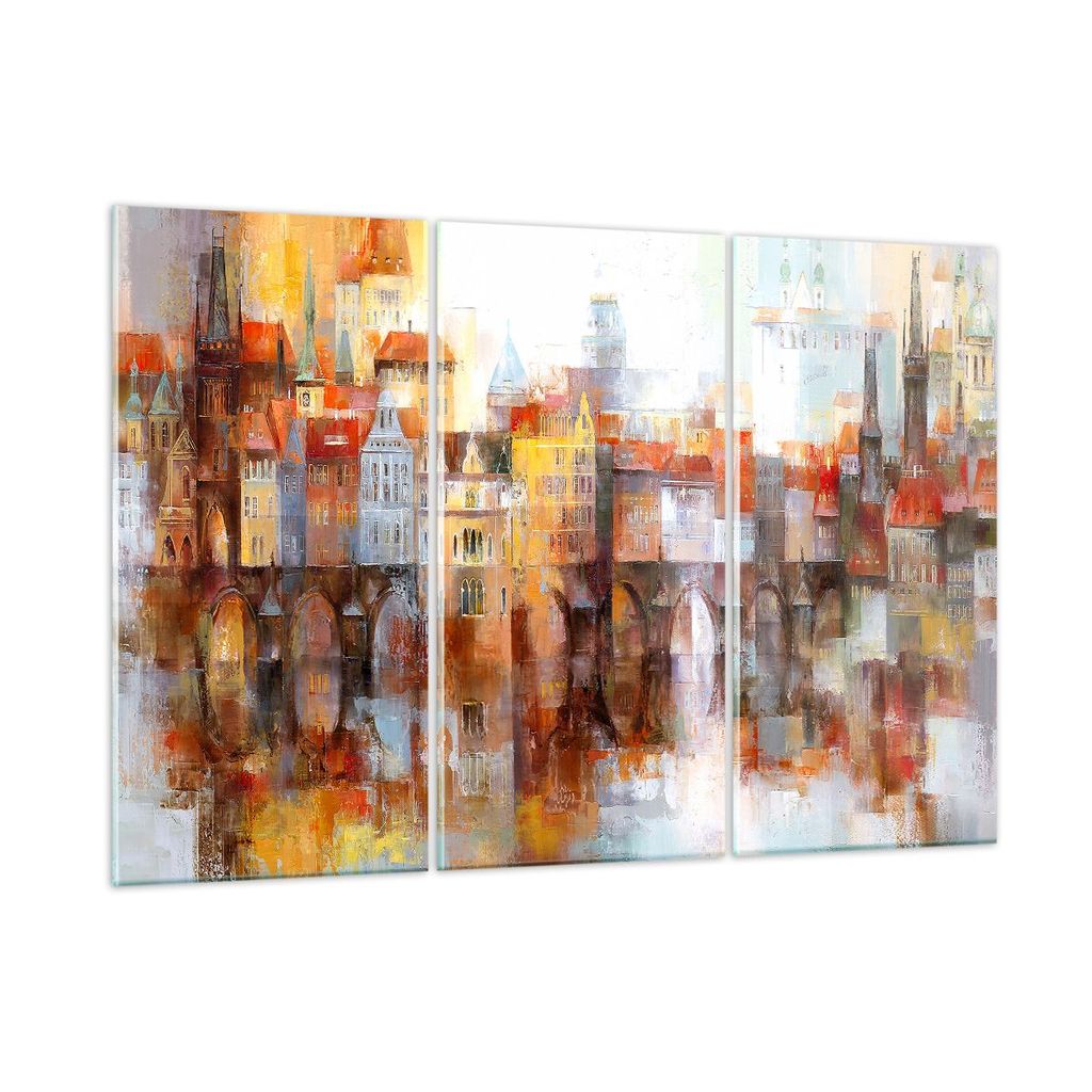 Bilder auf glas - Stadt Mietshaus - 165x110cm - Glasbilder - Wandbilder - Kunstdruck - zum Aufhängen bereit - Wanddekoration aus Glas - Glas Bilde...