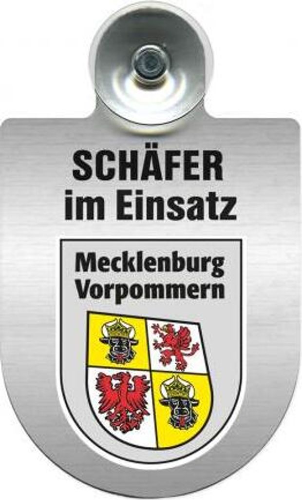 Einsatzschild Windschutzscheibe incl. Saugnapf - Schäfer im Einsatz - 309387 - incl. Regionen nach Wahl Color - Region Mecklenburg-Vorpommern