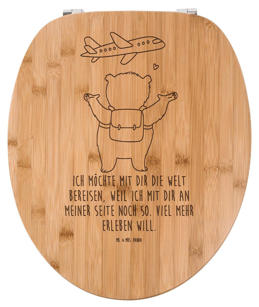 Mr. & Mrs. Panda WC-Brille Bär Flugzeug - Transparent - Geschenk, Valentinstag, Toilettendeckel, Toilettenbrille, Holz Klodeckel, für Frauen, WC ...