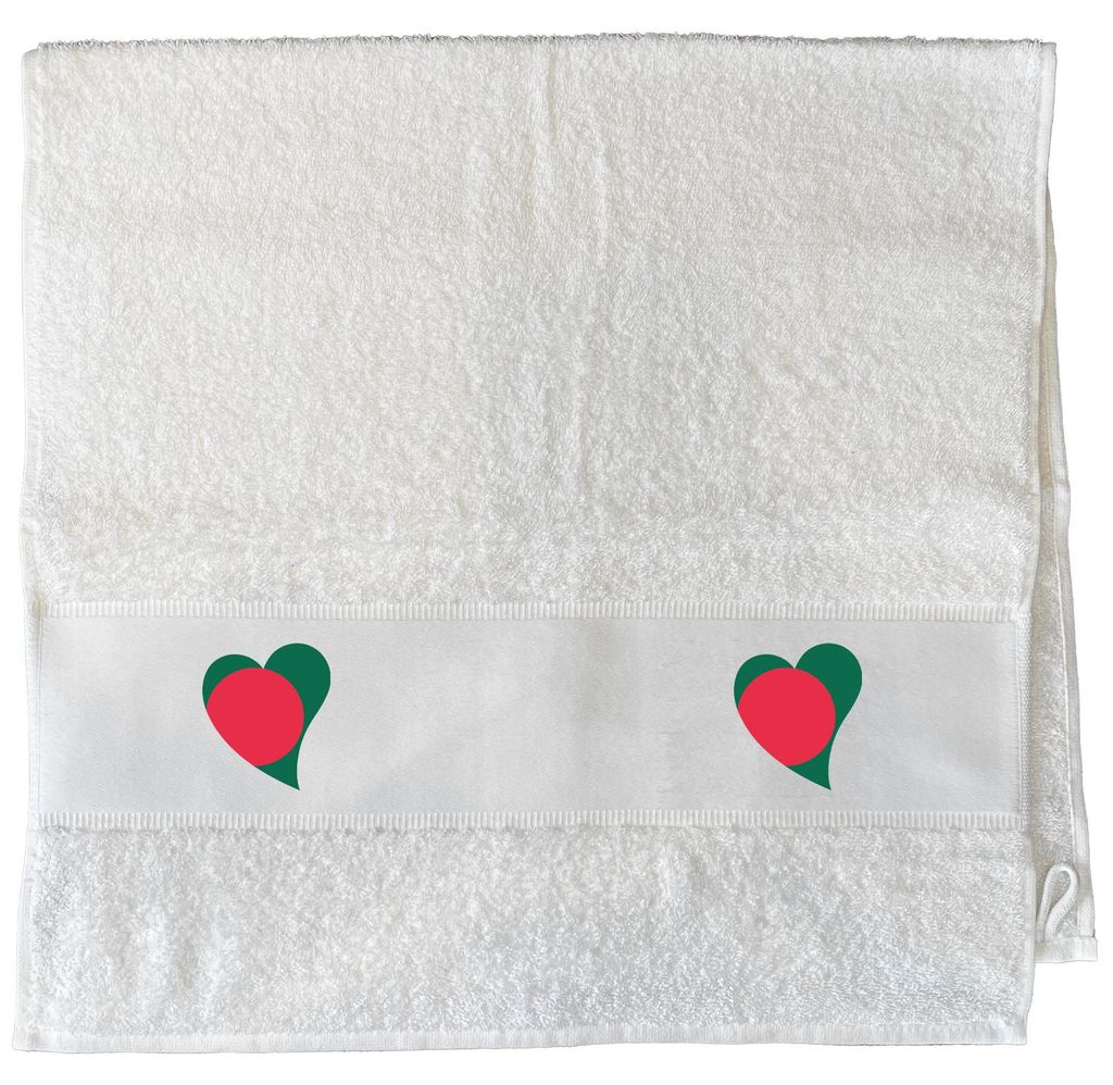Huuraa Handtuch Bangladesch Flagge Herz 50x100cm White Baumwolle Handtuch Geschenkidee
