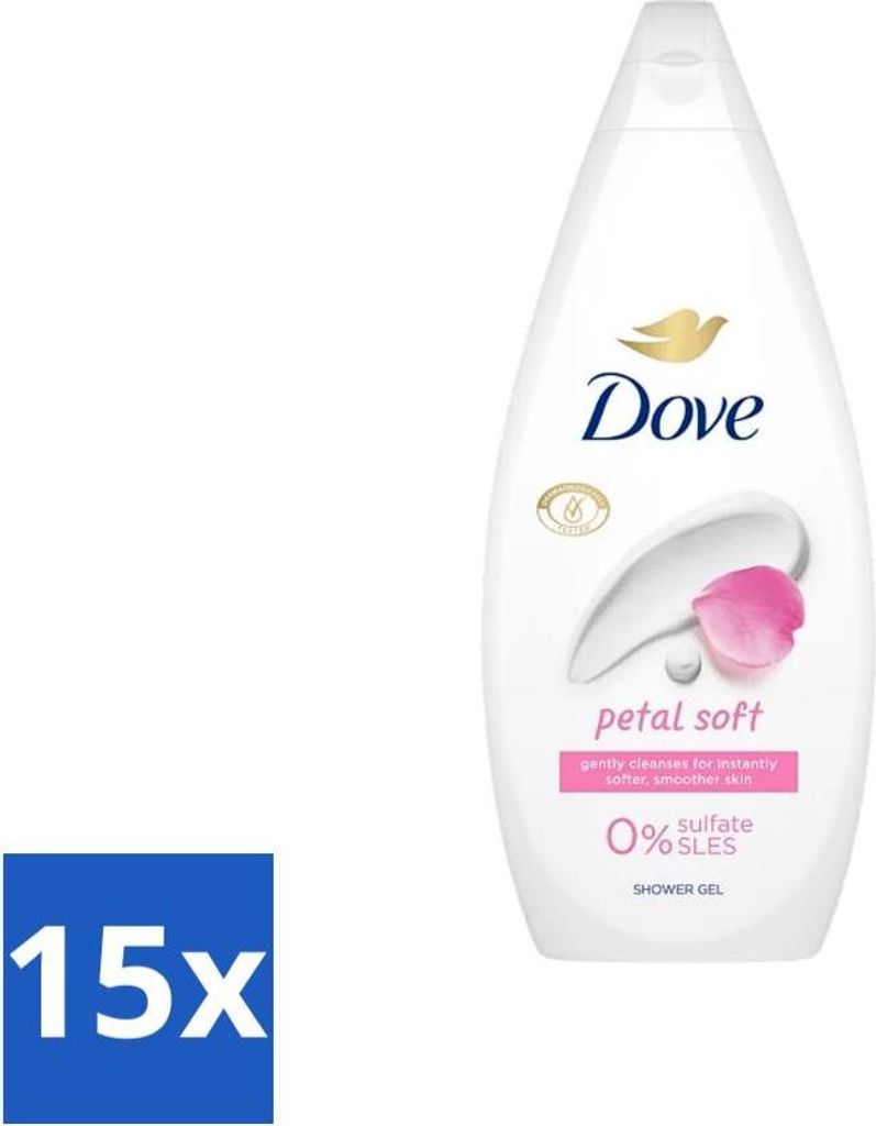 Dove Petal Soft Duschgel – Sulfatfrei – 250 ml - Vorteilspack - 15 Stücke