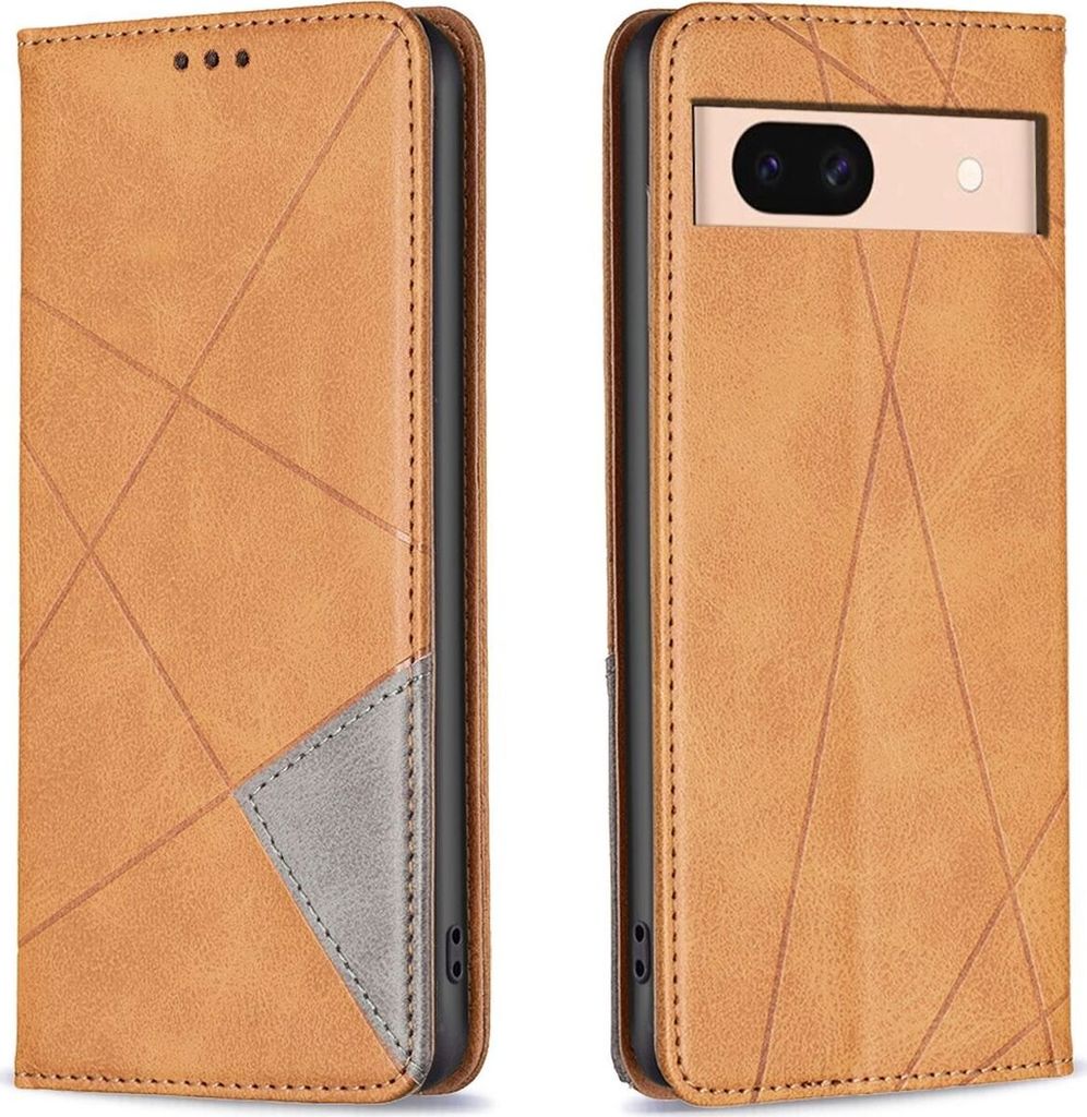 Mobigear Rhombus Slim Google Pixel 8a Hülle Klapphülle - Cognac