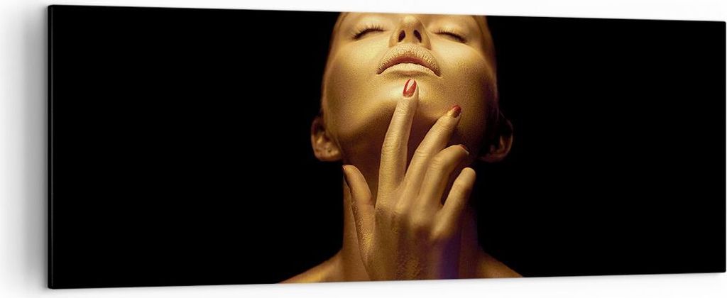 Bild auf Leinwand - Leinwandbild - Einteilig - Gold Frau Stück - 140x50cm - Wand Bild - Wanddeko - Wandbilder - Leinwanddruck - Bilder - Wanddekor...