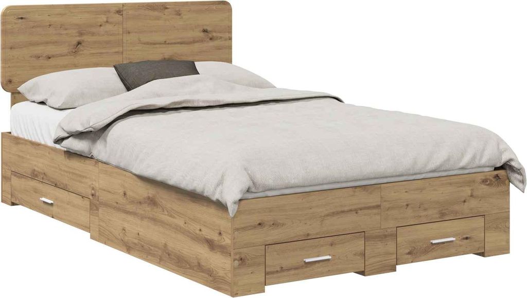 Bettrahmen Artisan-Eiche 120 x 190 cm Holzwerkstoff