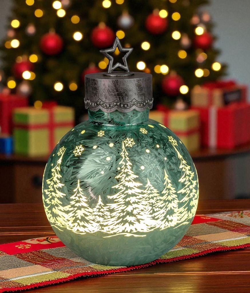 formano LED Deko-Kugel Frosty Mint 30 cm Farb-Glaskugel Ice-Optik Timer 6h/18h