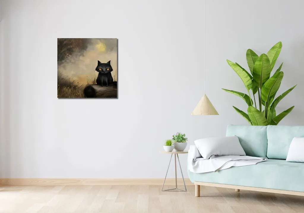 Image Chat Noir 60 x 60 cm - Impression Haute Qualité Grand Format Carré - 2