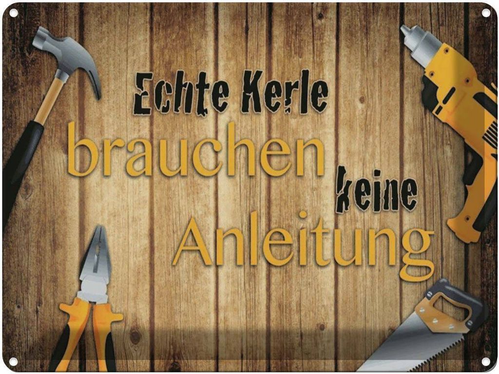 vianmo Blechschild 30x40 cm Kerle brauchen keine Anleitung Spruch Zitat