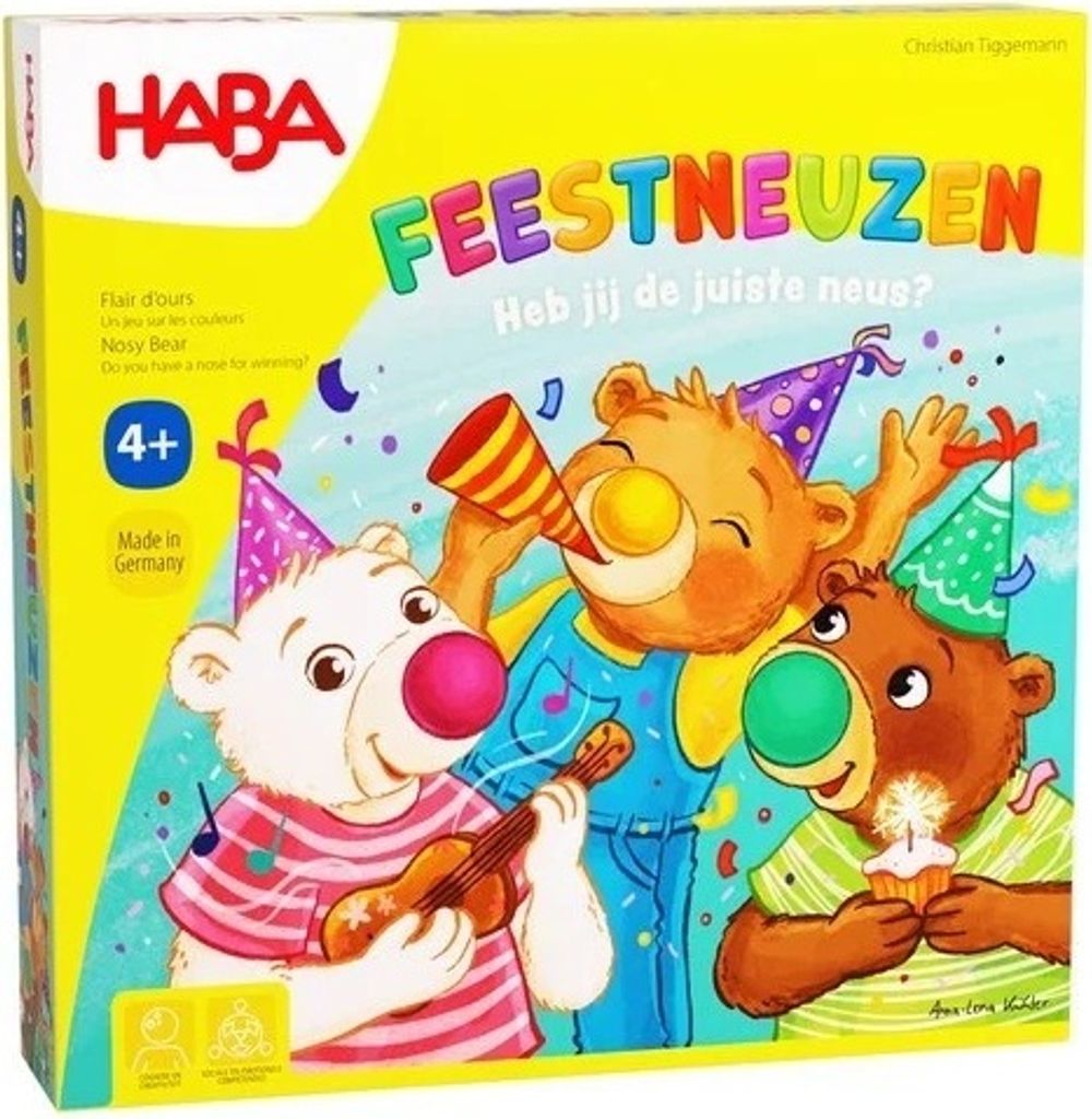 Haba Brettspiel Feestneuzen - buntes Kinderspiel für 2-4 Spieler