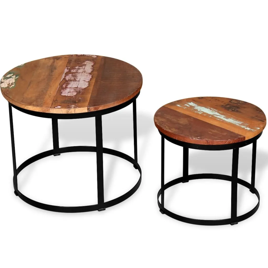 Tavolini da Salotto Rotondi The Living Store Legno Massiccio Vintage