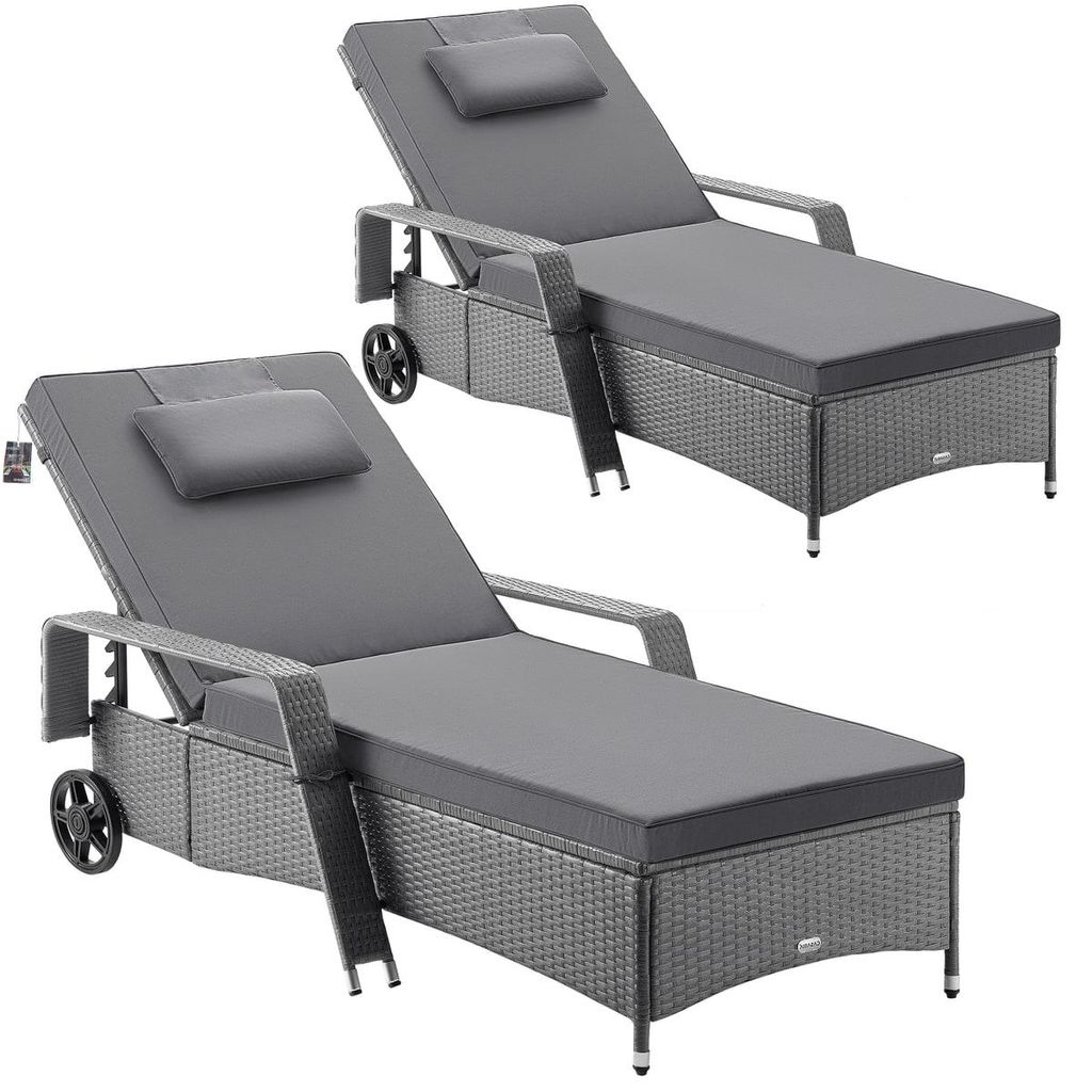 Casaria® Sonnenliege 2er Set mit Rollen 7cm Auflage Extra Produktbild 