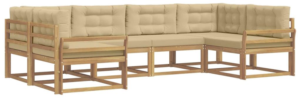 vidaXL Outdoor-Sofagarnitur mit Kissen 6 pcs Weiß und Beige