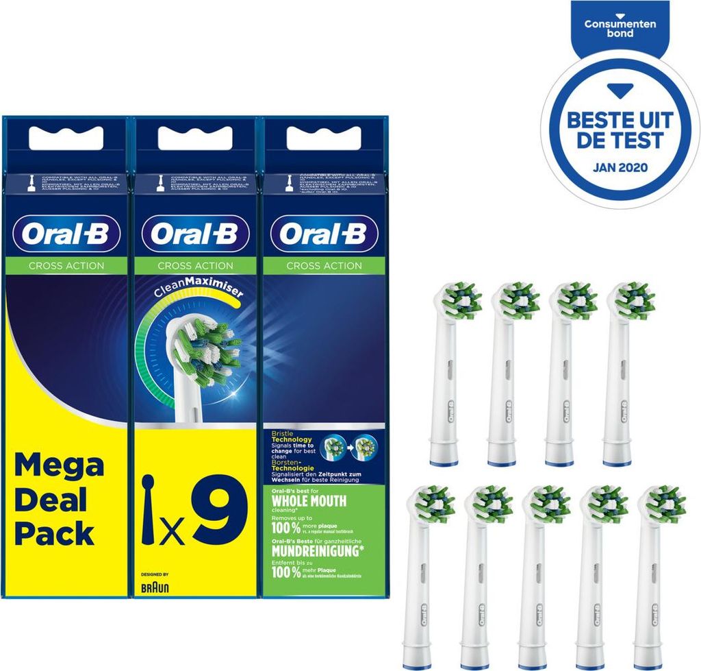 Oral-B CrossAction Ersatzköpfe 9 Stück Weiß CleanMaximiser 80339536