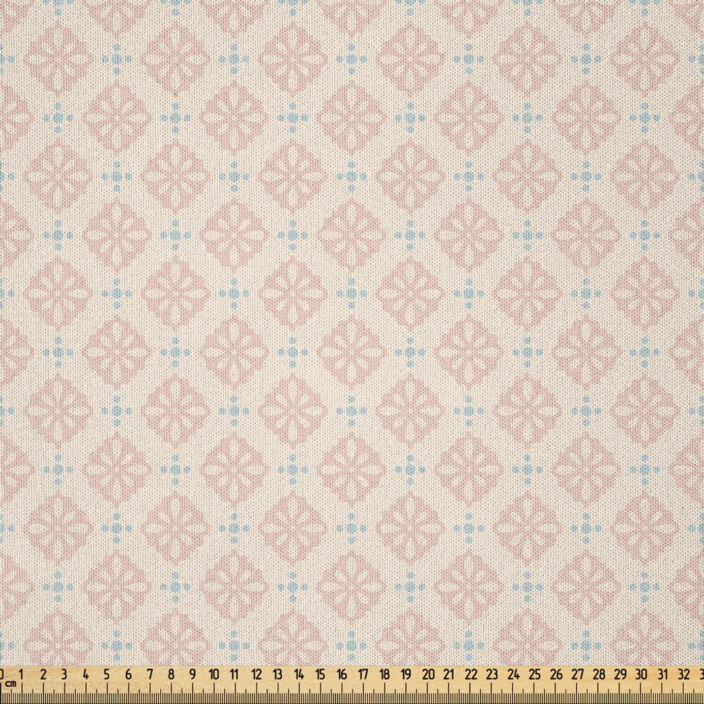ABAKUHAUS Shabby Flora Microfaser Stoff als Meterware , Große und kleine grafische Blumen-Motive symmetrisches Retro- Frühlings-Muster, 5 M (230 ...