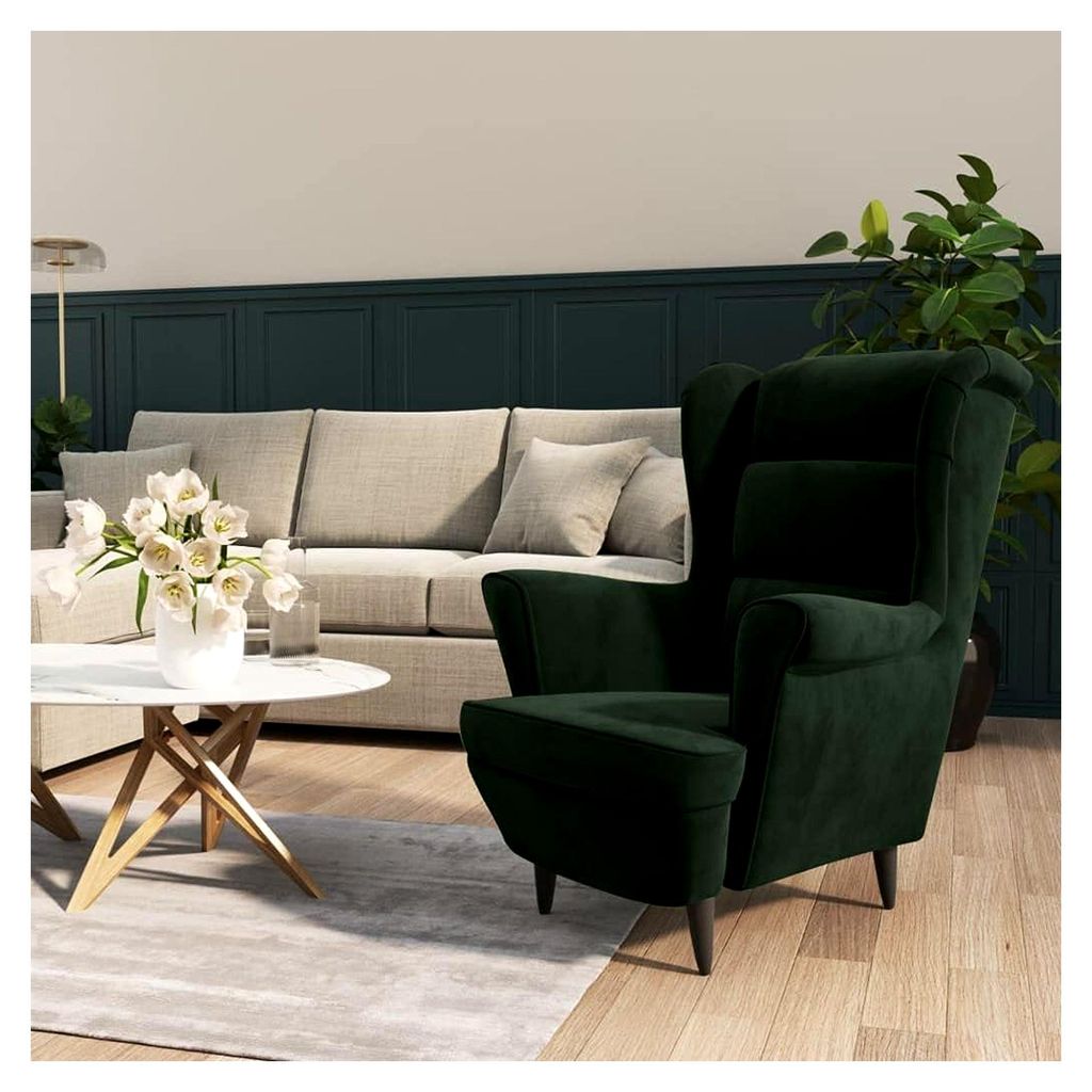 Lounge Sessel XXL, Sitzsack, Schaukelstuhl, Dunkelgrüner Samt Relaxsessel, Lesesessel, Stillsessel